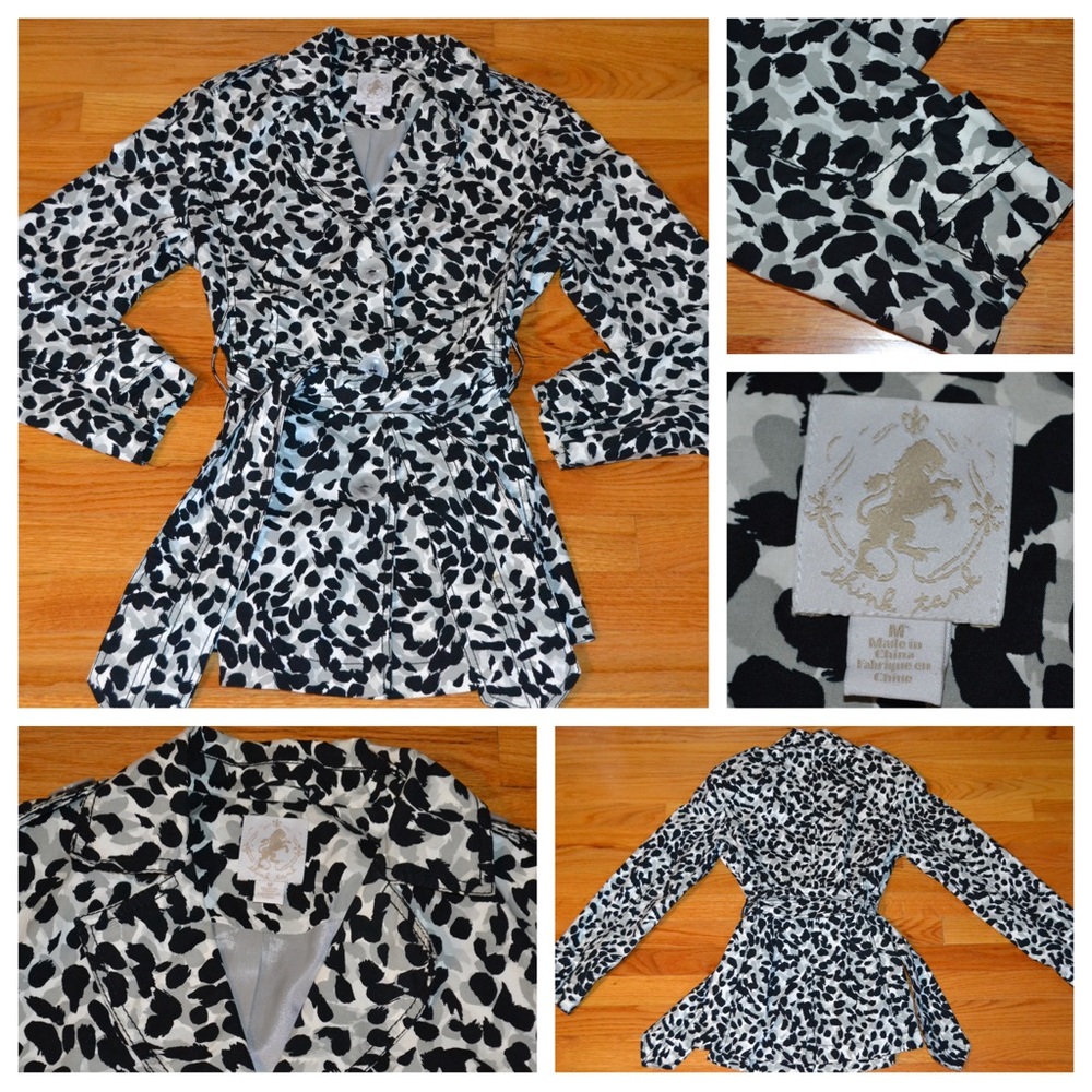 Women’s Think Tank animal print trench coat jacket, size M